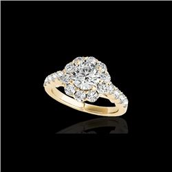 2.35 ctw Certified Diamond Solitaire Halo Ring 10K Yellow Gold