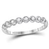 Image 1 : 10kt White Gold Round Diamond Stackable Band Ring 1/10 Cttw