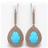 Image 1 : 20.22 ctw Turquoise & Diamond Victorian Earrings 14K Rose Gold