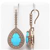Image 2 : 20.22 ctw Turquoise & Diamond Victorian Earrings 14K Rose Gold