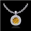 Image 1 : 1.1 ctw Intense Fancy Yellow Diamond Art Deco Necklace 18K White Gold