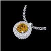 Image 2 : 1.1 ctw Intense Fancy Yellow Diamond Art Deco Necklace 18K White Gold