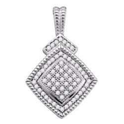 Sterling Silver Round Diamond Square-shape Unique Pendant 1/5 Cttw
