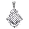 Image 1 : Sterling Silver Round Diamond Square-shape Unique Pendant 1/5 Cttw