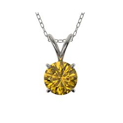 .73 ctw Certified Intense Yellow Diamond Necklace 10K White Gold