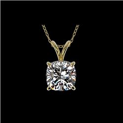 1.25 ctw Certified VS/SI Quality Cushion Diamond Necklace 10K Yellow Gold