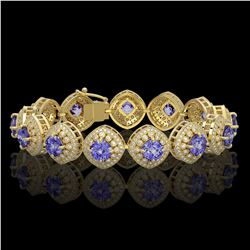 38.1 ctw Tanzanite & Diamond Victorian Bracelet 14K Yellow Gold