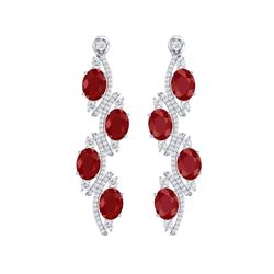 16.12 ctw Designer Ruby & VS Diamond Earrings 18K White Gold