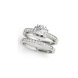 1.01 ctw Certified VS/SI Diamond Solitaire 2pc Set Ring 14K White Gold