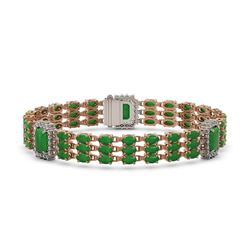 20.53 ctw Jade & Diamond Bracelet 14K Rose Gold