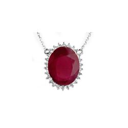 9.25 ctw Ruby & Diamond Necklace 18K White Gold
