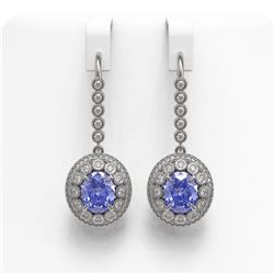 9.47 ctw Tanzanite & Diamond Victorian Earrings 14K White Gold