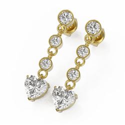 3 ctw Heart Diamond Designer Earrings 18K Yellow Gold