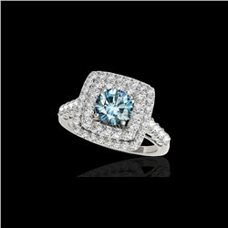 2.05 ctw SI Certified Fancy Blue Diamond Halo Ring 10K White Gold