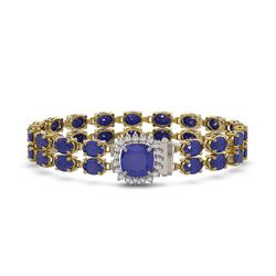 32.18 ctw Sapphire & Diamond Bracelet 14K Yellow Gold