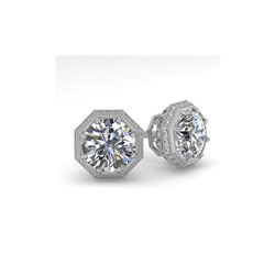 1.0 ctw VS/SI Diamond Stud Earrings 18K White Gold