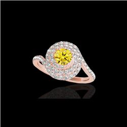 1.86 ctw Certified SI/I Fancy Intense Yellow Diamond Ring 10K Rose Gold