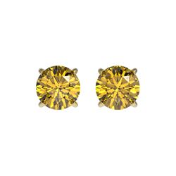 1 ctw Certified Intense Yellow Diamond Stud Earrings 10K Yellow Gold