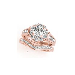 1.56 ctw Certified VS/SI Diamond 2pc Wedding Set Halo 14K Rose Gold