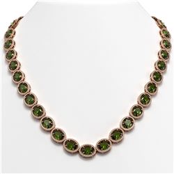 54.48 ctw Tourmaline & Diamond Micro Pave Halo Necklace 10K Rose Gold
