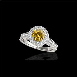 1.7 ctw Certified SI/I Fancy Intense Yellow Diamond Ring 10K White Gold