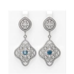 6.06 ctw Intense Blue Diamond Earrings 18K White Gold