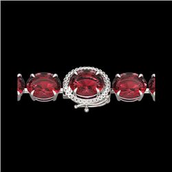 65 ctw Pink Tourmaline & Micro Diamond Bracelet 14K White Gold