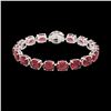 Image 2 : 65 ctw Pink Tourmaline & Micro Diamond Bracelet 14K White Gold