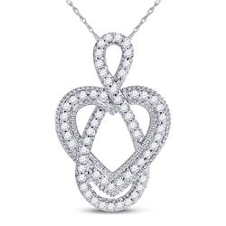 10kt White Gold Round Diamond Captured Infinity Heart Pendant 1/6 Cttw