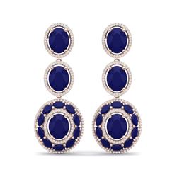32.84 ctw Sapphire & VS Diamond Earrings 18K Rose Gold