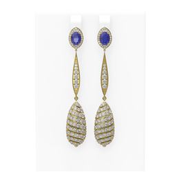6.68 ctw Sapphire & Diamond Earrings 18K Yellow Gold
