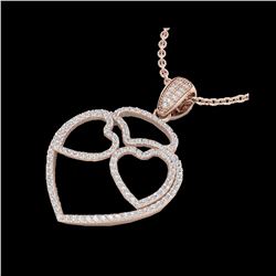1.20 ctw Micro Pave VS/SI Diamond Heart Necklace 14K Rose Gold