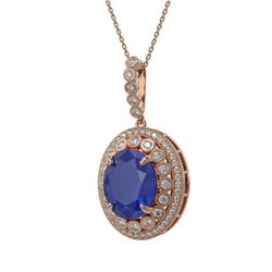 13.75 ctw Sapphire & Diamond Victorian Necklace 14K Rose Gold