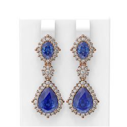 10.08 ctw Tanzanite & Diamond Earrings 18K Rose Gold