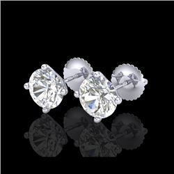 2.5 ctw VS/SI Diamond Solitaire Art Deco Stud Earrings 18K White Gold