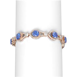 24.4 ctw Tanzanite & Diamond Bracelet 18K Rose Gold