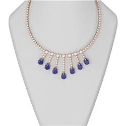 39.27 ctw Sapphire & Diamond Necklace 18K Rose Gold