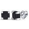 Image 1 : Sterling Silver Mens Round Color Enhanced Black Diamond 3D Cube Stud Earrings 1/3 Cttw