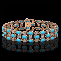 18.05 ctw Turquoise & Diamond Bracelet 10K Rose Gold