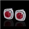 Image 1 : 4.95 ctw Ruby & Micro Pave VS/SI Diamond Earrings 18K White Gold
