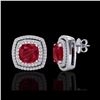Image 2 : 4.95 ctw Ruby & Micro Pave VS/SI Diamond Earrings 18K White Gold