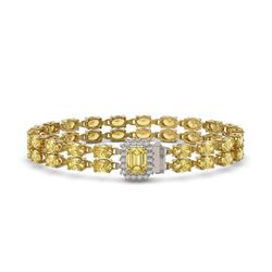 23.46 ctw Citrine & Diamond Bracelet 14K Yellow Gold