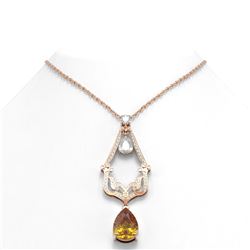12.4 ctw Canary Citrine & Diamond Necklace 18K Rose Gold