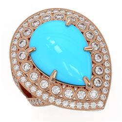 10.53 ctw Turquoise & Diamond Victorian Ring 14K Rose Gold