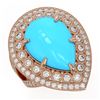 Image 1 : 10.53 ctw Turquoise & Diamond Victorian Ring 14K Rose Gold