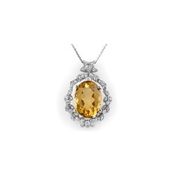 12.8 ctw Citrine & Diamond Necklace 14K White Gold