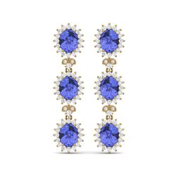 25.36 ctw Tanzanite & VS Diamond Earrings 18K Yellow Gold