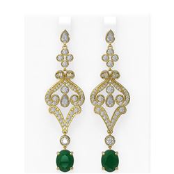 11.15 ctw Emerald & Diamond Earrings 18K Yellow Gold
