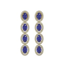 6.47 ctw Sapphire & Diamond Micro Pave Halo Earrings 10K Yellow Gold