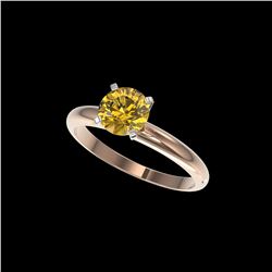 1.27 ctw Certified Intense Yellow Diamond Solitaire Ring 10K Rose Gold